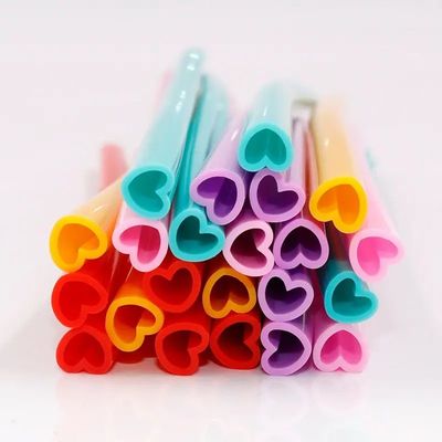 Odorless Bendable Silicone Straws Heart Shape Nontoxic Portable