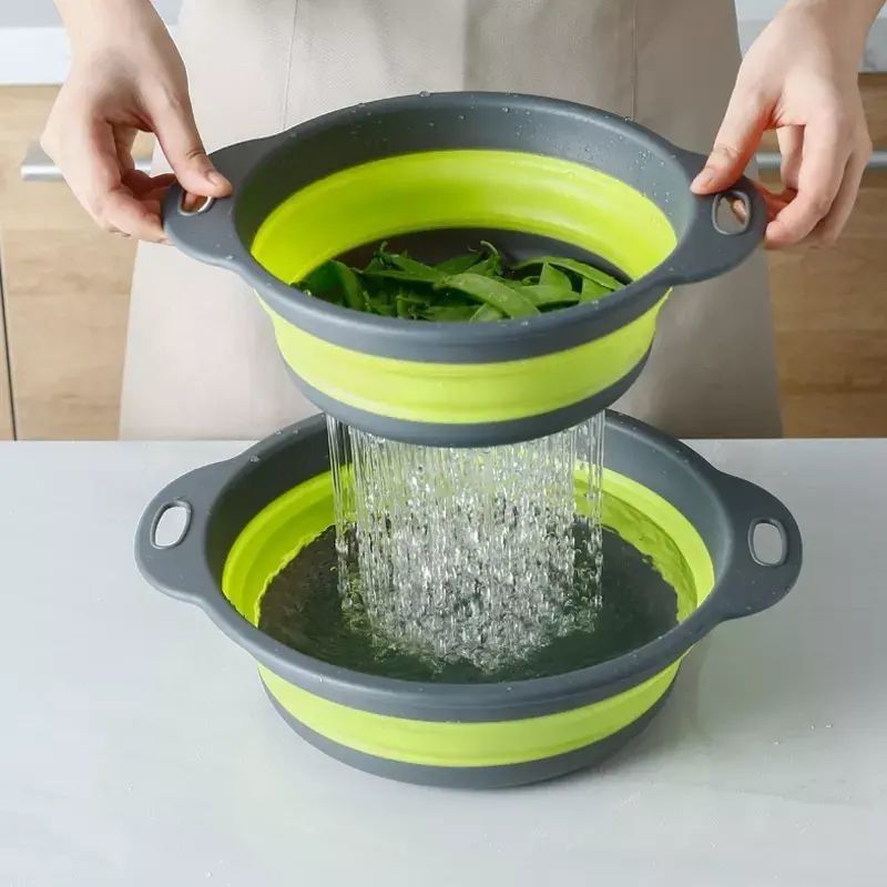 Nontoxic Silicone Collapsible Colander Strainer Odorless Multipurpose